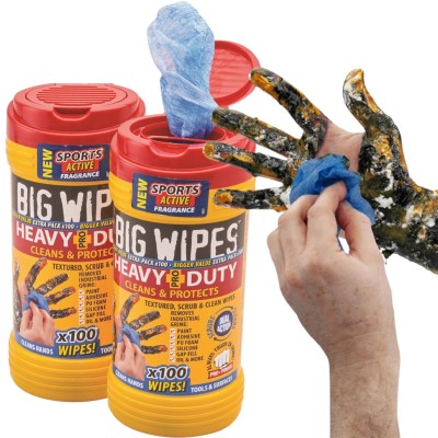 Big Wipes Heavy Duty Antibacterial Twin Pack 200 Cleaning Wipes XMS25WIPES