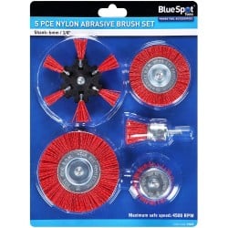 Blue Spot Tools Non Sparking Coarse Nylon Filament Abrasive Wire Wheel 5pc Brush Set 19225