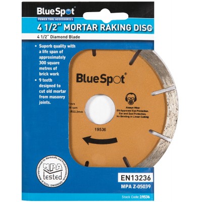Blue Spot Tools 115mm Diamond Mortar Raking Disc 19536 Bluespot