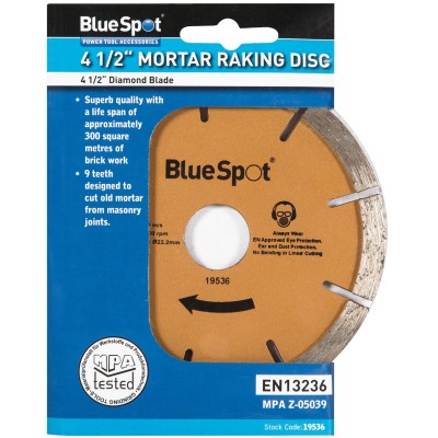 Blue Spot Tools 115mm Diamond Mortar Raking Disc 19536 Bluespot