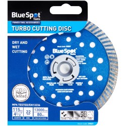 Blue Spot 115mm 4 1/2" Turbo Masonry Grinder Cutting Disc 19537