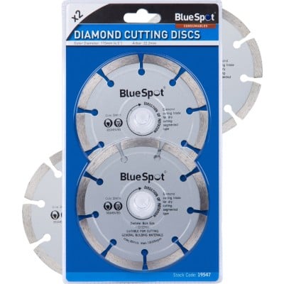 Blue Spot Tools 115mm Segmented Diamond Dry Cutting Grinder Disc 2pk 19547