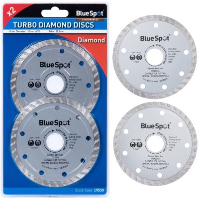 Blue Spot Diamond Turbo Masonry Cutting Disc 115mm 2pk 19550 Bluespot