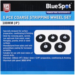 Blue Spot Tools 100mm Spindle Paint Rust Stripping Wheel Set 19647 Bluespot