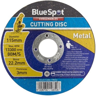 Blue Spot Tools Metal Cutting Angle Grinder Disc 115mm 4.5" 19652 Bluespot