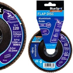 Blue Spot Tools 115mm 120 Grit Sanding Grinding Flap Disc 19687 Bluespot