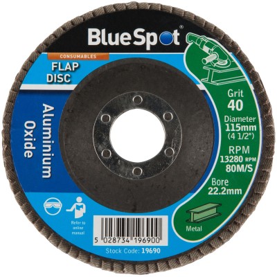 Blue Spot Tools 40 Grit Grinder Flap Sanding Grinding Disc 115mm 19690