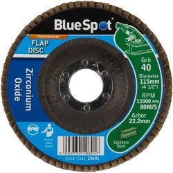 Blue Spot Tools 40 Grit Zirconium Sanding Flap Disc 115mm 19691