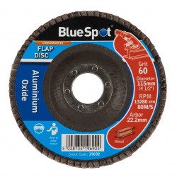 Blue Spot 60 Grit Aluminium Flap Sanding Disc 115mm 19692
