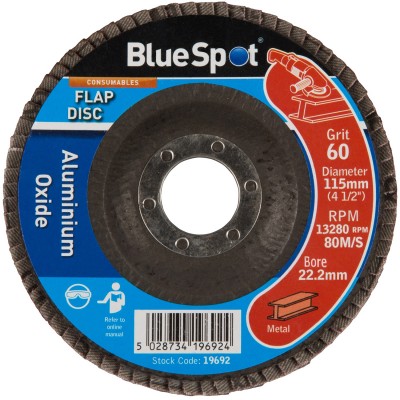 Blue Spot Tools 60 Grit Flap Sanding Grinding Disc 115mm 19692