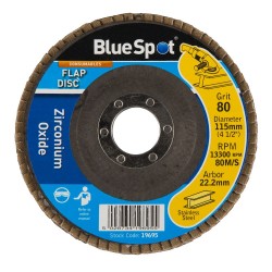 Blue Spot 80 Grit Zirconium Sanding Flap Disc 115mm 19695