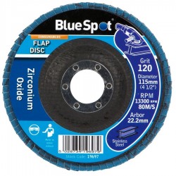 Blue Spot Tools 120 Grit Zirconium Sanding Flap Disc 115mm 19697