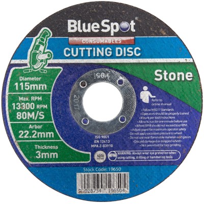 Blue Spot Tools 115mm Stone Cutting Disc 19650 Bluespot