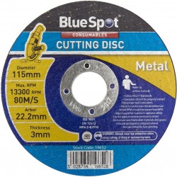 Blue Spot Metal Cutting Grinder Disc 115mm 3.0 22mm 19652 Bluespot