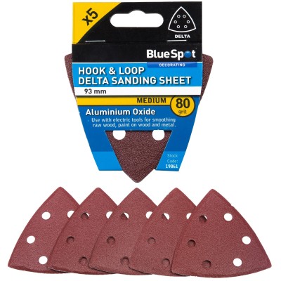 Blue Spot Tools Delta Sanding 80 Grit 93mm Sander Sheets 19861 Bluespot