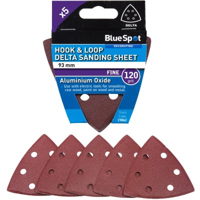 Blue Spot Tools Delta Sanding 120 Grit 93mm Sander Sheets 19862 Bluespot