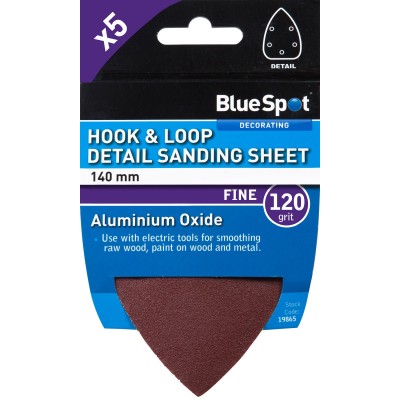 Blue Spot Tools Detail Sander Sanding Sheets 140mm 120 Grit 19865 Bluespot