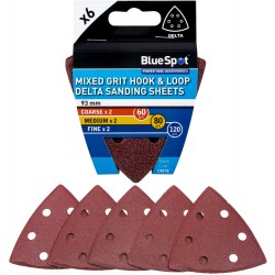 Blue Spot Tools Delta Sanding Mixed Grit 93mm Sander Sheets 19878 Bluespot