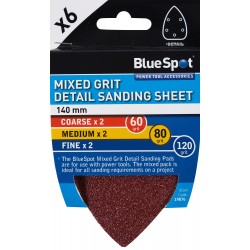 Blue Spot Tools Detail Sander Sanding Sheets 140mm Mixed Grit 19876 Bluespot