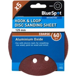 Blue Spot Tools Sander Sanding Disc 125mm 60 Grit 5pk 19866 Bluespot