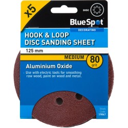 Blue Spot Tools Sander Sanding Disc 125mm 80 Grit 5pk 19867 Bluespot