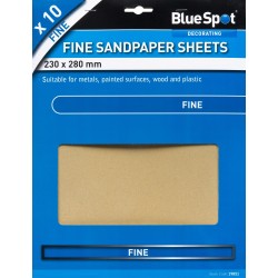 Blue Spot Tools 10 x Sand Paper Sheets Fine Sandpaper 19851 Bluespot