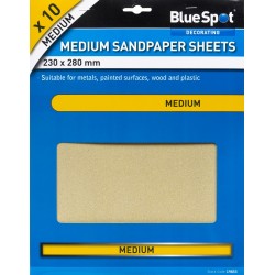 Blue Spot Tools 10 x Sand Paper Sheets Medium Sandpaper 19853 Bluespot