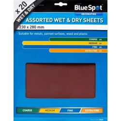 Blue Spot Tools Sand Paper Wet and Dry Sandpaper Sheets Mixed 19854