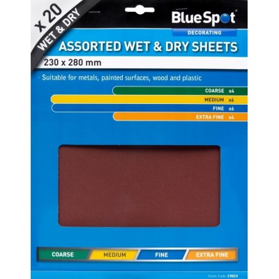 Blue Spot Tools Sand Paper Wet and Dry Sandpaper Sheets Mixed 19854