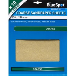 Blue Spot Tools 10 x Sand Paper Sheets Coarse Sandpaper 19855 Bluespot