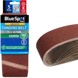 Blue Spot Tools Belt Sander Sanding Belts 40g Coarse 75mm 457mm 5pk 19880