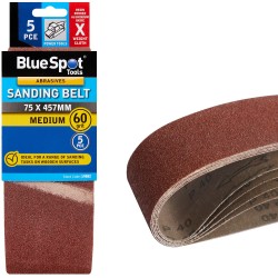 Blue Spot Tools Belt Sander Sanding Belts 60g Medium 75mm 457mm 5pk 19882