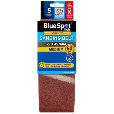 Blue Spot Belt Sander Sanding Belts 60g Medium 75mm 457mm 5pk 19882