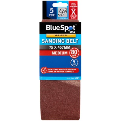 Blue Spot Belt Sander Sanding Belts 80g Medium F 75mm 457mm 5pk 19884