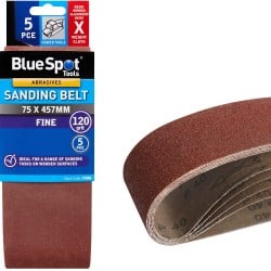 Blue Spot Tools Belt Sander Sanding Belts 120g Fine 75mm 457mm 5pk 19886