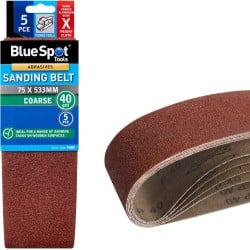 Blue Spot Tools Belt Sander Sanding Belts 40g Coarse 75mm 533mm 5pk 19888