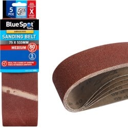 Blue Spot Tools Belt Sander Sanding Belts 80g Medium F 75mm 533mm 5pk 19892
