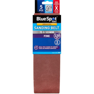 Blue Spot Belt Sander Sanding Belts 120g Fine 75mm 533mm 5pk 19894