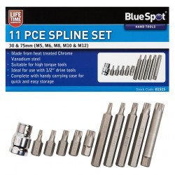 Blue Spot Tools 11 Piece Spline Socket Bit Set M5 to M12 01515