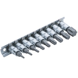 Blue Spot Tools 1/4 inch Star Torx Bit 9pc Socket Set on Rail 01521