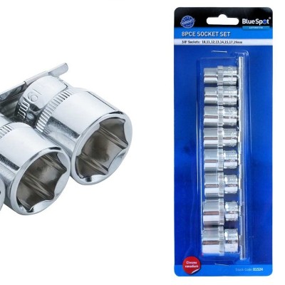 Blue Spot Tools 3/8 inch 8pc Socket Set On Rail 01524 3/8"
