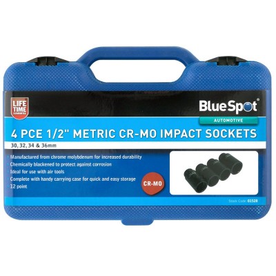 Blue Spot Tools Deep Chrome Moly Impact Sockets 30mm 32mm 34mm 36mm 01528