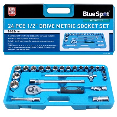 Blue Spot Tools 1/2 Inch Metric Socket 24pc Set 01548 Bluespot