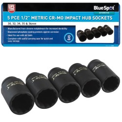 Blue Spot 1/2 Inch Impact Hub Sockets Metric 30mm 32mm 34mm 35mm 36mm 01552 Bluespot
