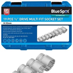 Blue Spot Tools 19pc 1/2 Inch Multi Drive Fit Socket Set 01554 Bluespot