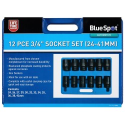 Blue Spot Tools 12pc 3/4 Inch Hex Impact Socket Set 24 to 41mm 01556 Bluespot