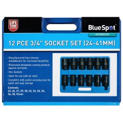 Blue Spot Tools 12pc 3/4 Inch Hex Impact Large Size Socket Set 01556 Bluespot
