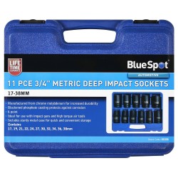 Blue Spot Tools 3/4 Inch Metric Deep Impact Socket Set 01558 Bluespot