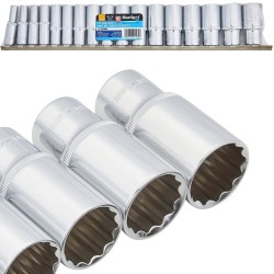 Blue Spot Tools 3/8" Metric Deep Socket Set on Storage Rail 01560 Bluespot