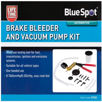Blue Spot Tools Brake Bleeder and Vacuum Pump Kit 07932-B Bluespot